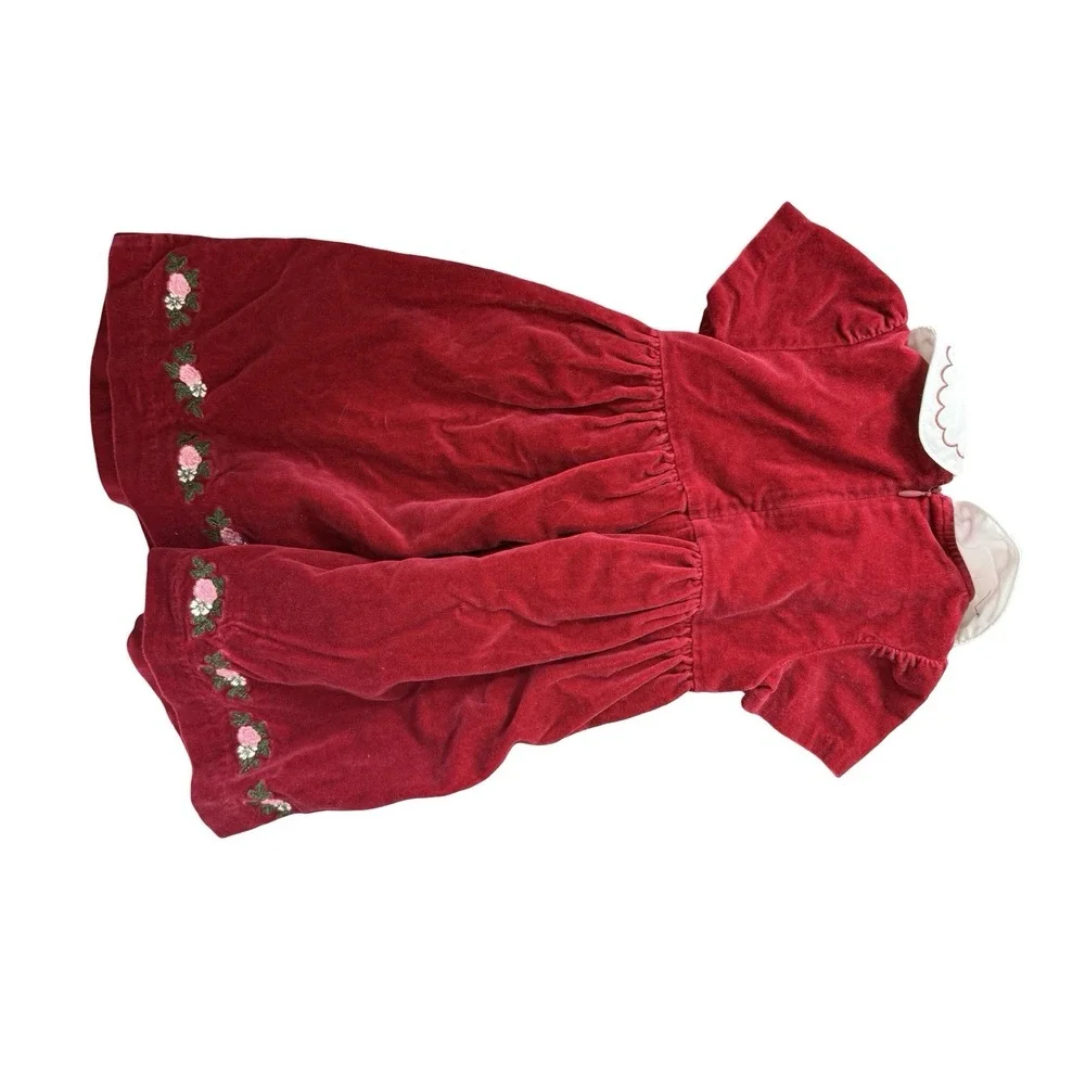 Vintage Gymboree Nutcracker Velvet embroidered flowers‎ dress red 18-24